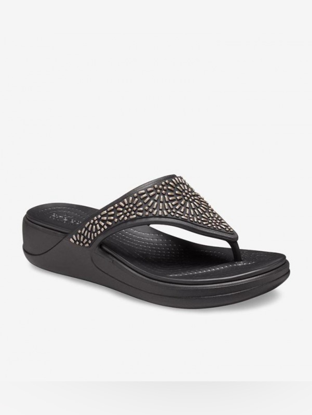 Crocs Monterey Diamante Black Wedge Sandal Women's